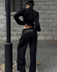 Hydrae Ensemble veste zippée ornée de strass & pantalon large