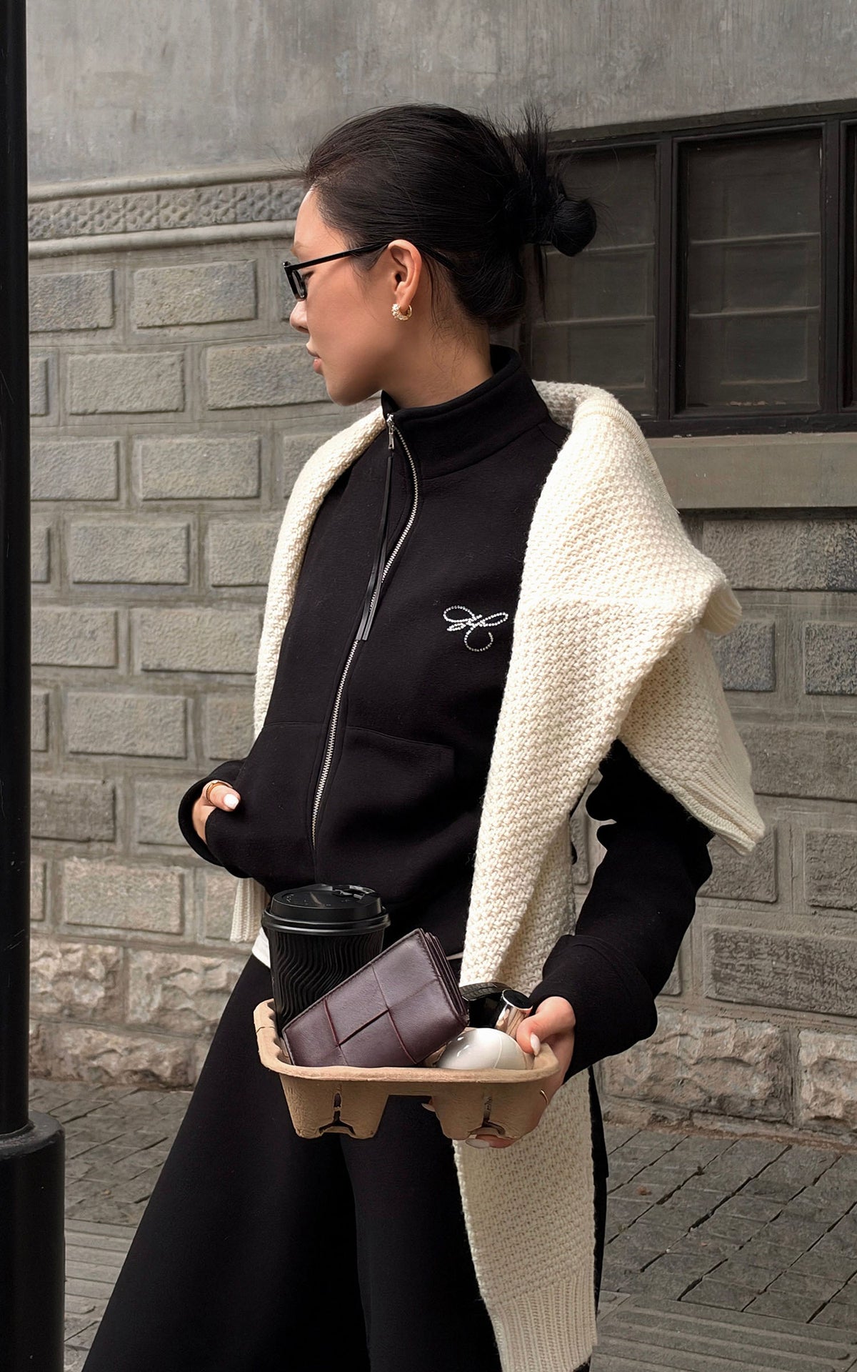Hydrae Ensemble veste zippée ornée de strass &amp; pantalon large