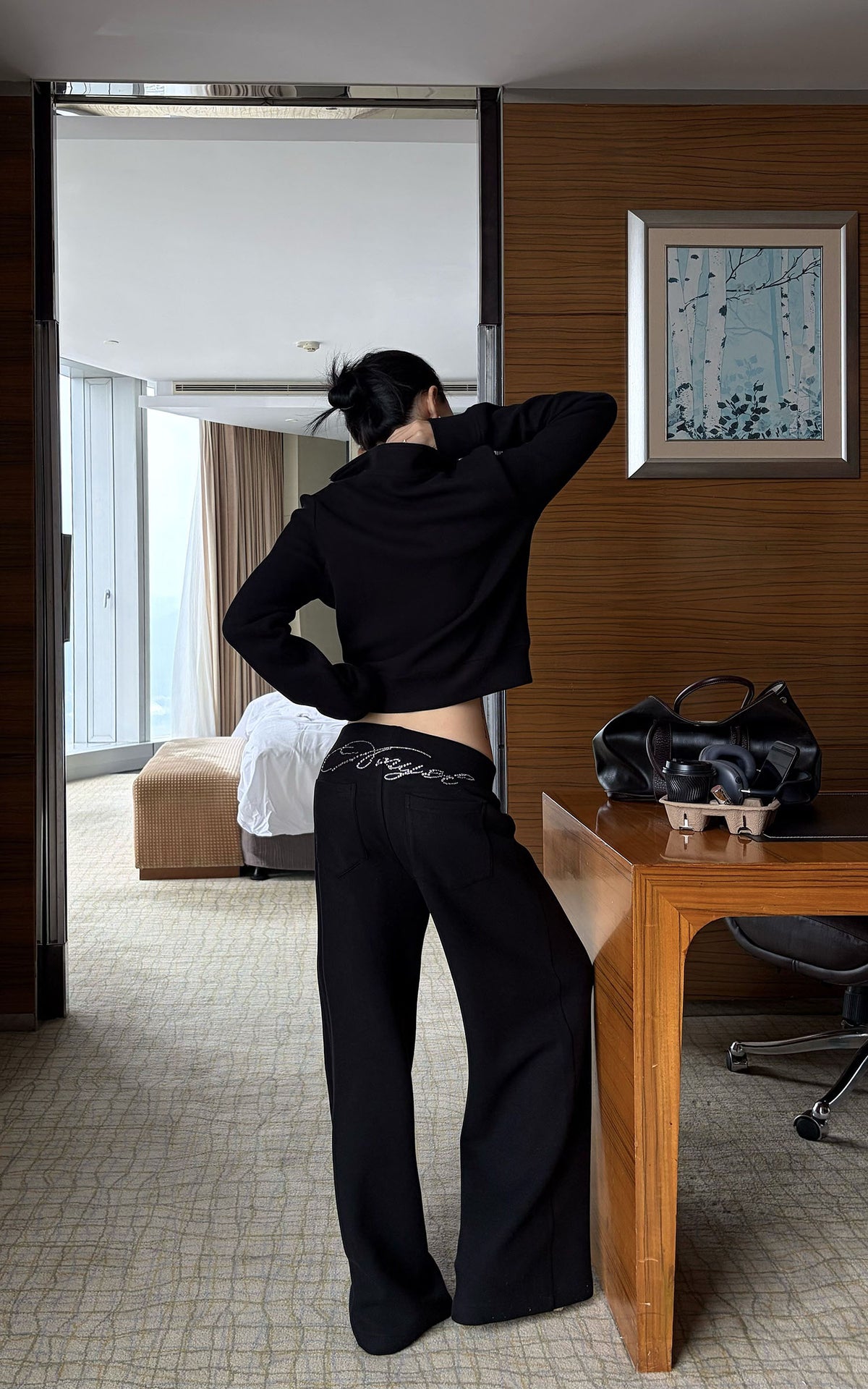 Hydrae Ensemble veste zippée ornée de strass &amp; pantalon large