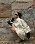 ROVENTE Stand-Collar Drawstring Utility Jacket with Voluminous Sleeves