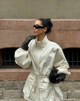 ROVENTE Stand-Collar Drawstring Utility Jacket with Voluminous Sleeves