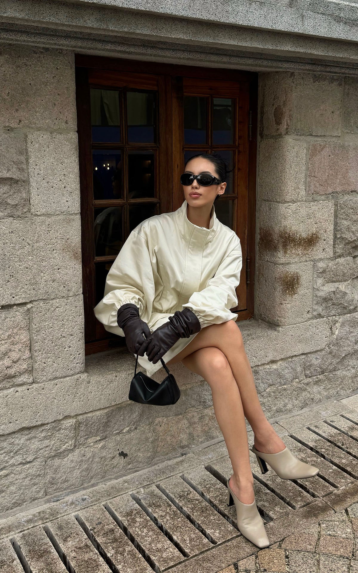 ROVENTE Stand-Collar Drawstring Utility Jacket with Voluminous Sleeves