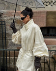 ROVENTE Stand-Collar Drawstring Utility Jacket with Voluminous Sleeves