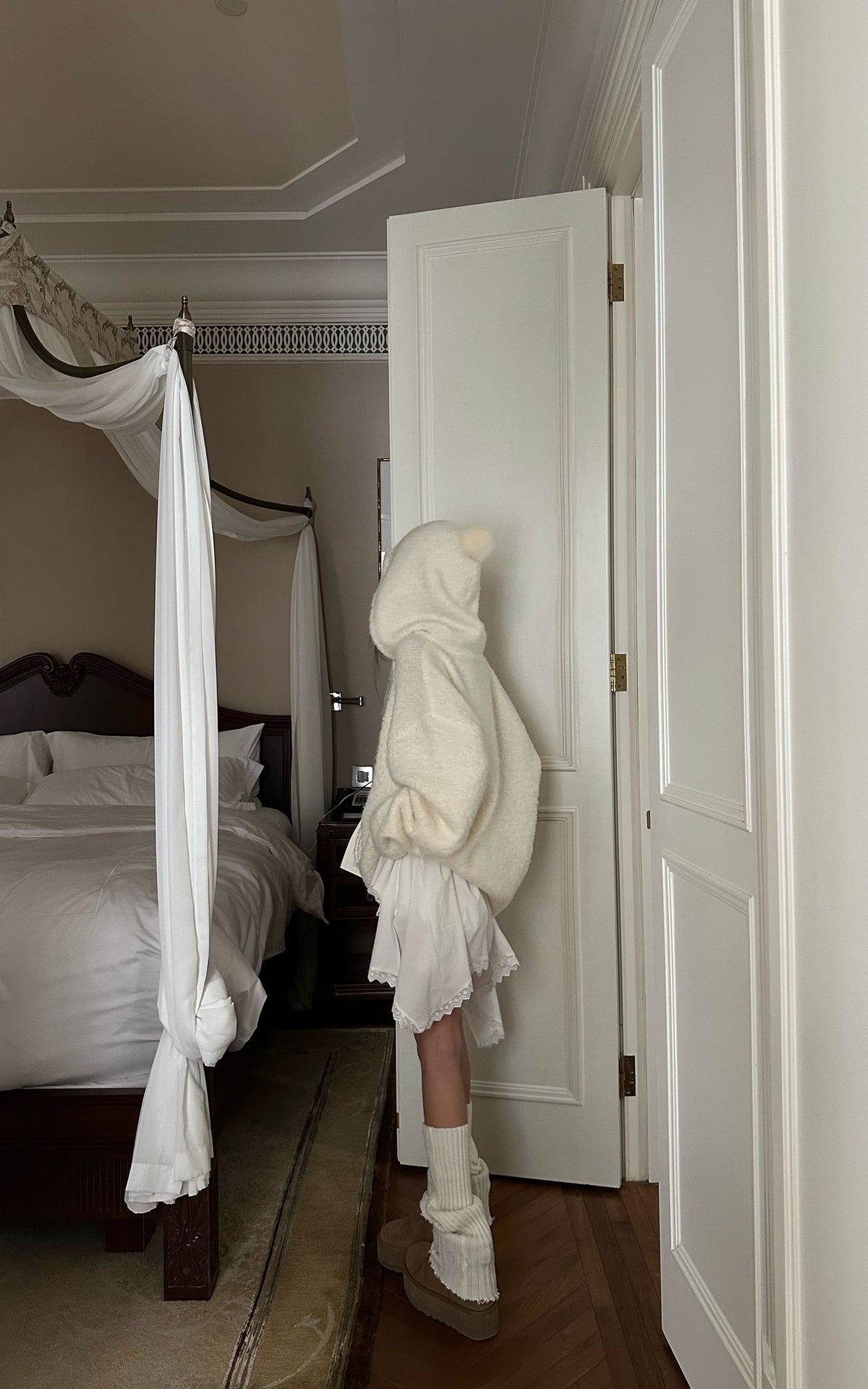 WARDEN EDGE Sweat à capuche en maille texturée oversize avec cordons extra-longs