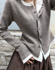 WARDEN EDGE Faux-Layered Asymmetric Knit Cardigan