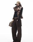 IAMXIAA Corduroy Wide Leg Cargo Pants with Utility Pockets