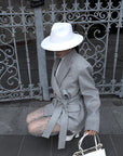 ROVENTE Double-Breasted Belted Blazer with Sculpted Shoulders & Peak Lapels