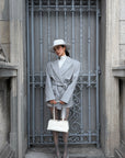 ROVENTE Double-Breasted Belted Blazer with Sculpted Shoulders & Peak Lapels