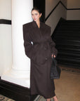 ROVENTE Manteau long maxi à double boutonnage et ceinture en mélange de laine