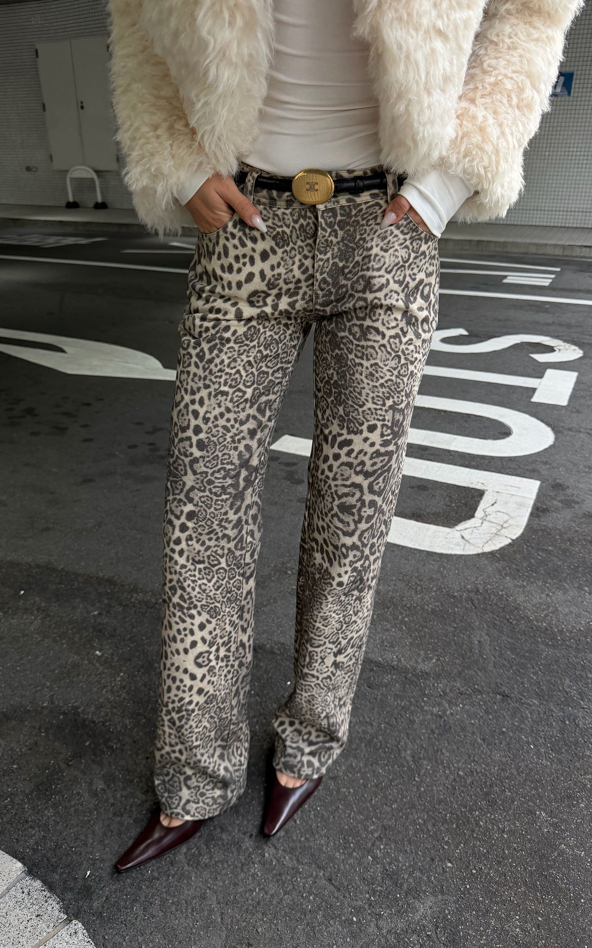 ROVENTE Leopard Print Straight-Leg Pants with Full-Length Silhouette