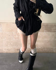 Rase le sol Sculpted Waist Draped Collar Puffer Jacket