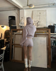 WARDEN EDGE Dusty Pink Cable Knit Hooded Sweater and Shorts Set