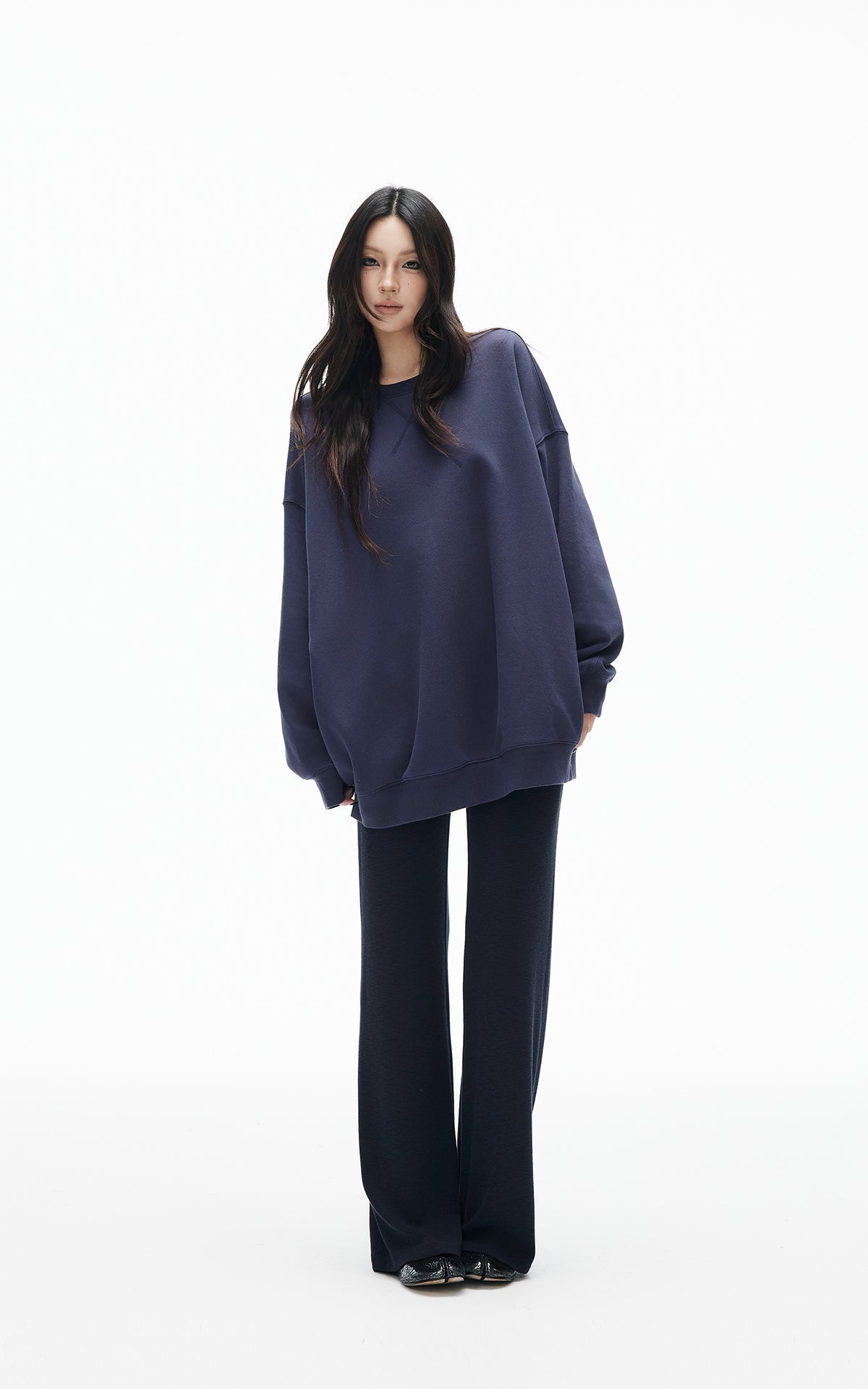 IAMXIAA Ensemble Sweat-shirt Surdimensionné Doublé Polaire &amp; Écharpe en Fausse Fourrure