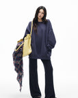 IAMXIAA Ensemble Sweat-shirt Surdimensionné Doublé Polaire & Écharpe en Fausse Fourrure