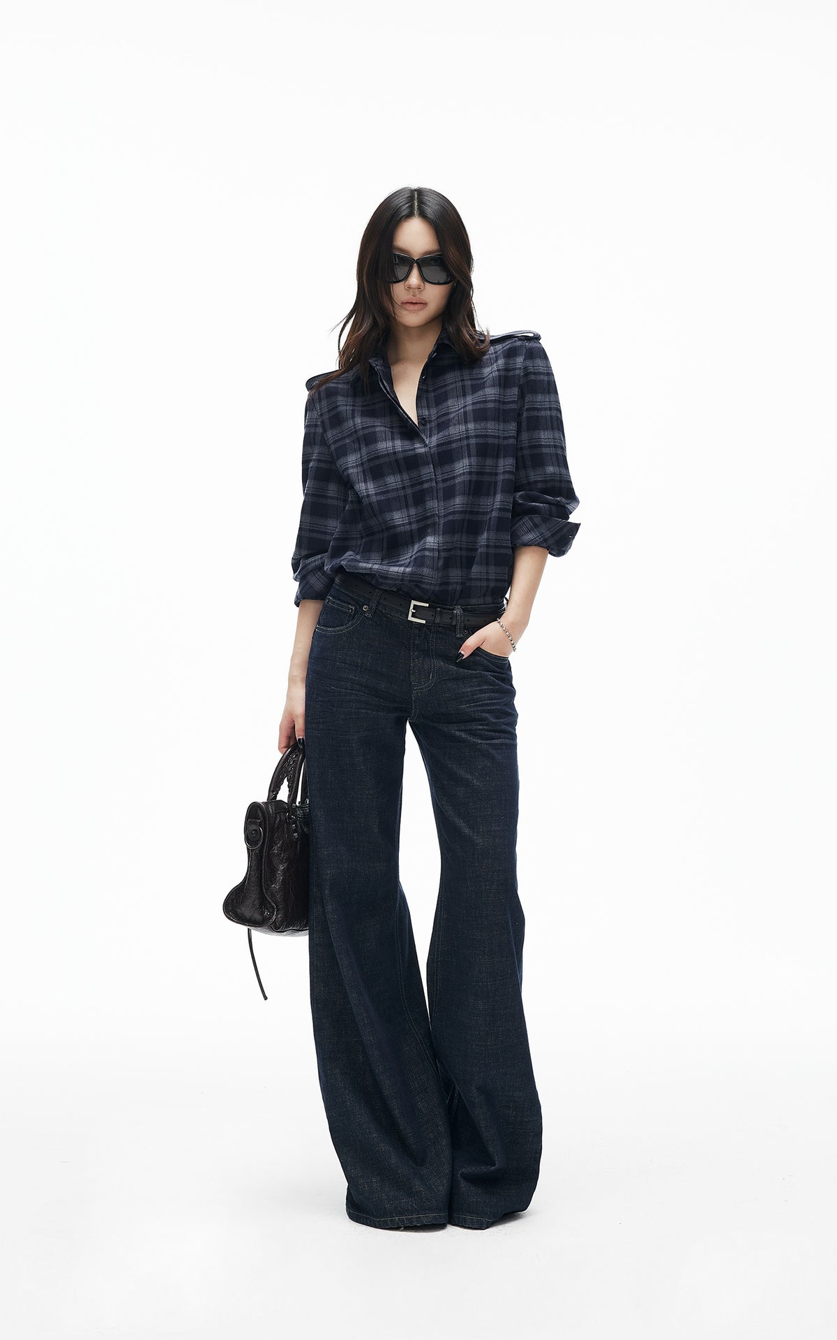 IAMXIAA Dark Wash High-Waisted Wide-Leg Jeans