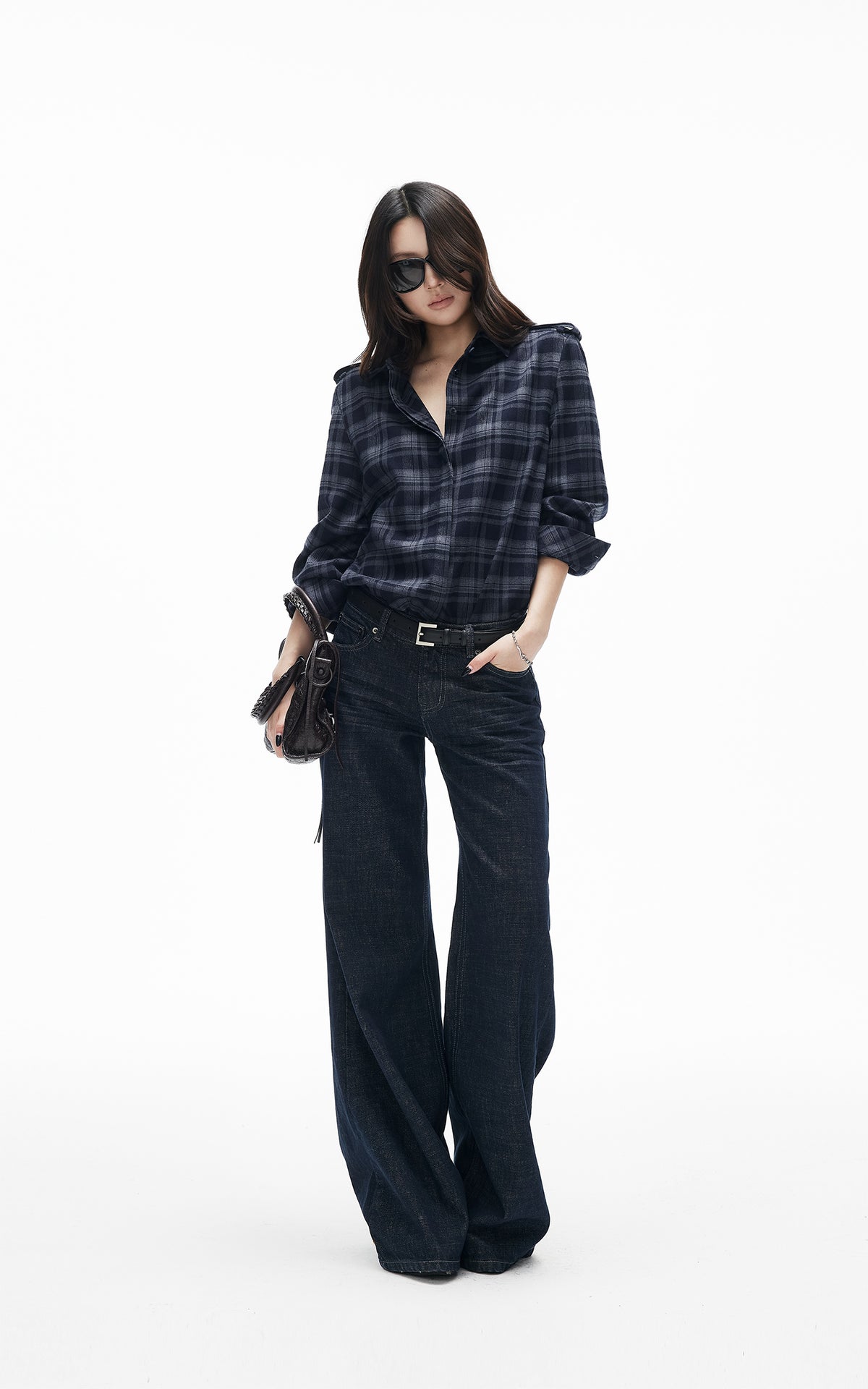 IAMXIAA Dark Wash High-Waisted Wide-Leg Jeans