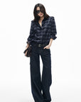 IAMXIAA Dark Wash High-Waisted Wide-Leg Jeans