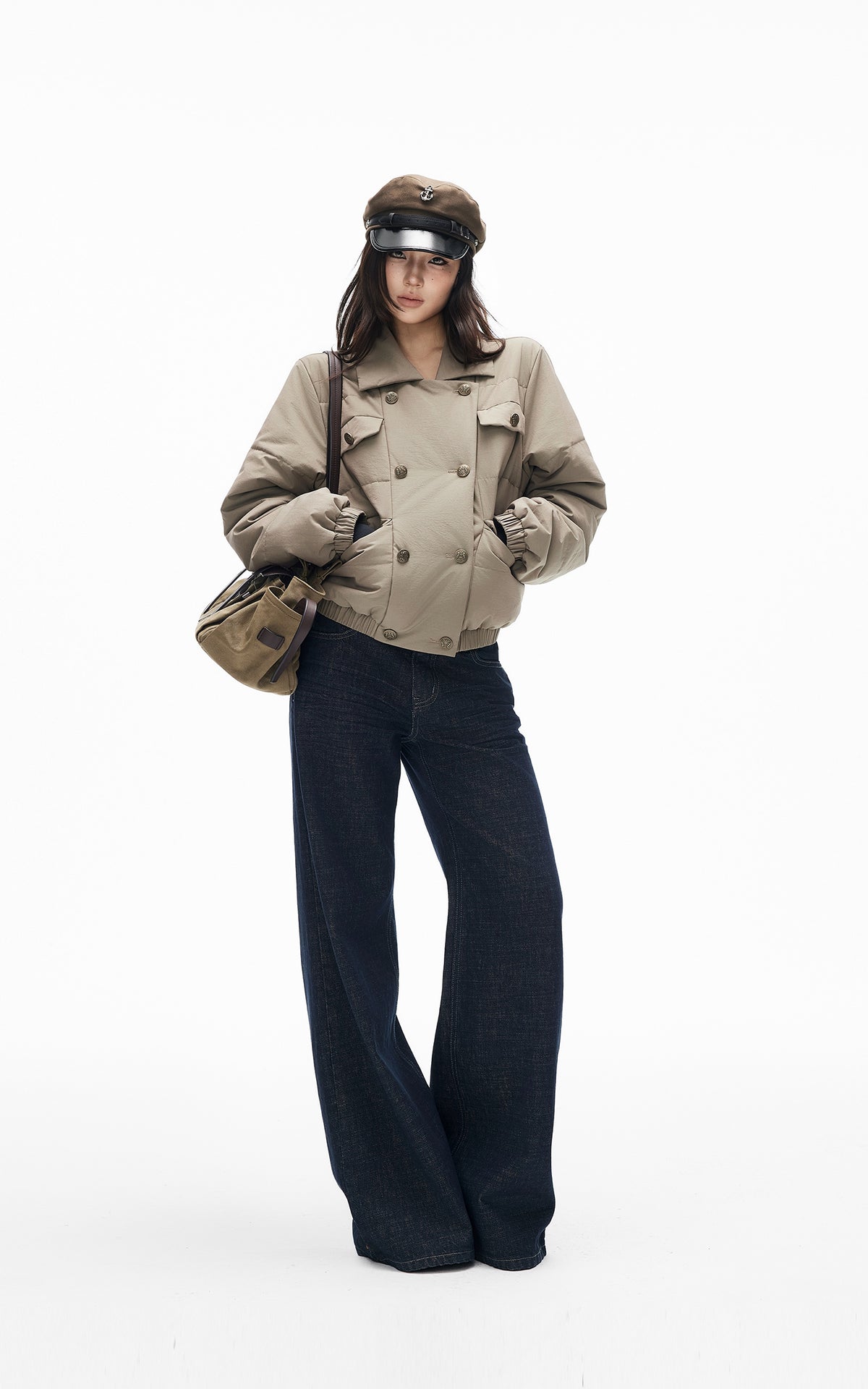 IAMXIAA Dark Wash High-Waisted Wide-Leg Jeans