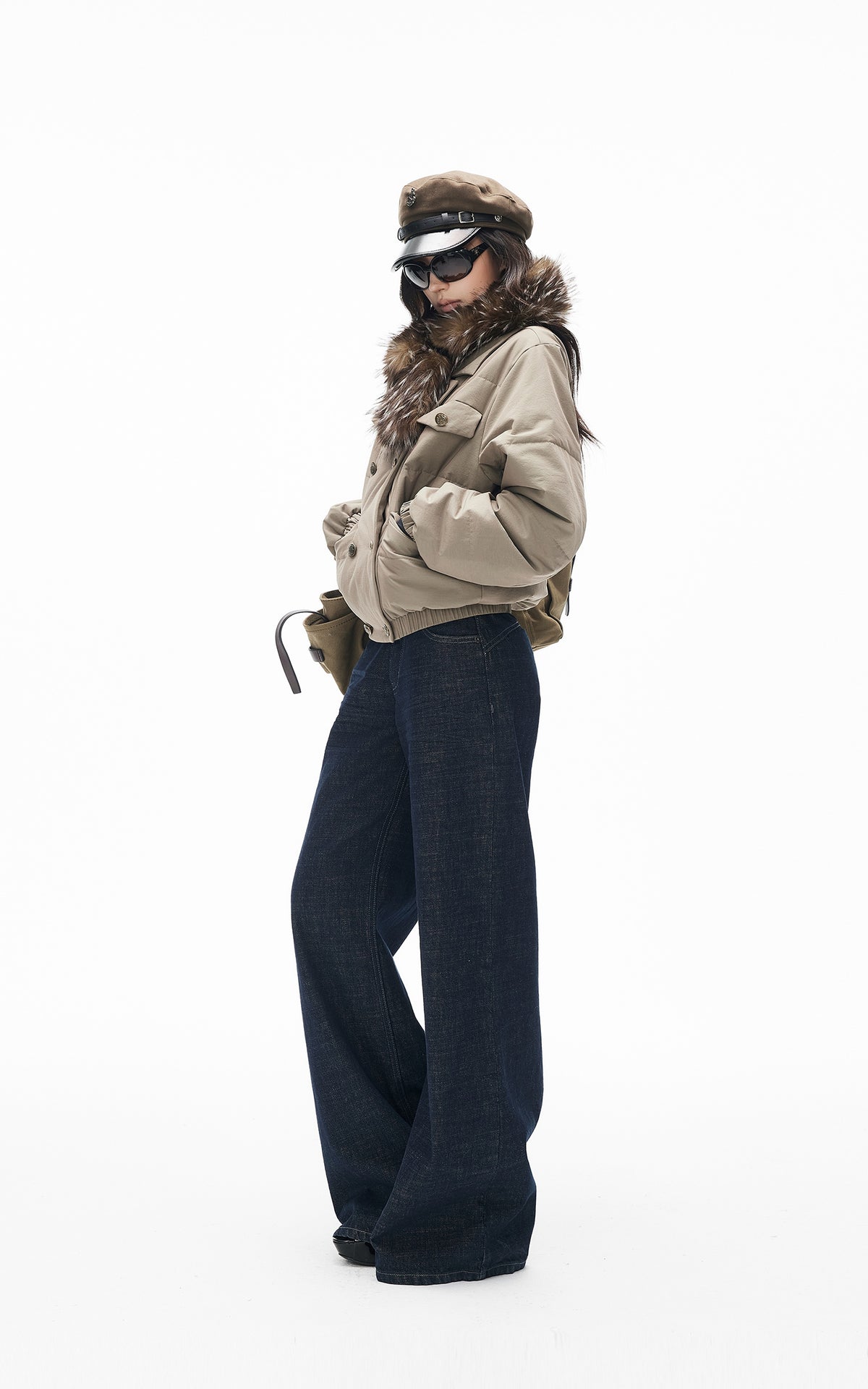 IAMXIAA Dark Wash High-Waisted Wide-Leg Jeans
