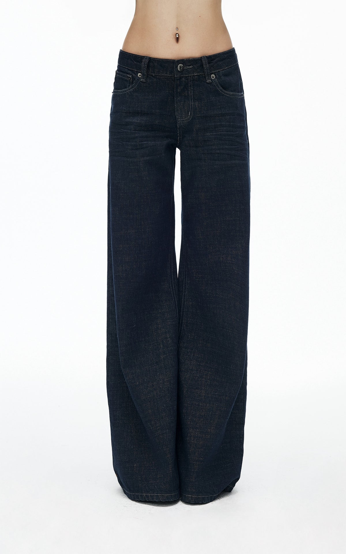 IAMXIAA Dark Wash High-Waisted Wide-Leg Jeans