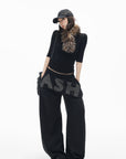 IAMXIAA Rhinestone Logo Wide-Leg Sweatpants
