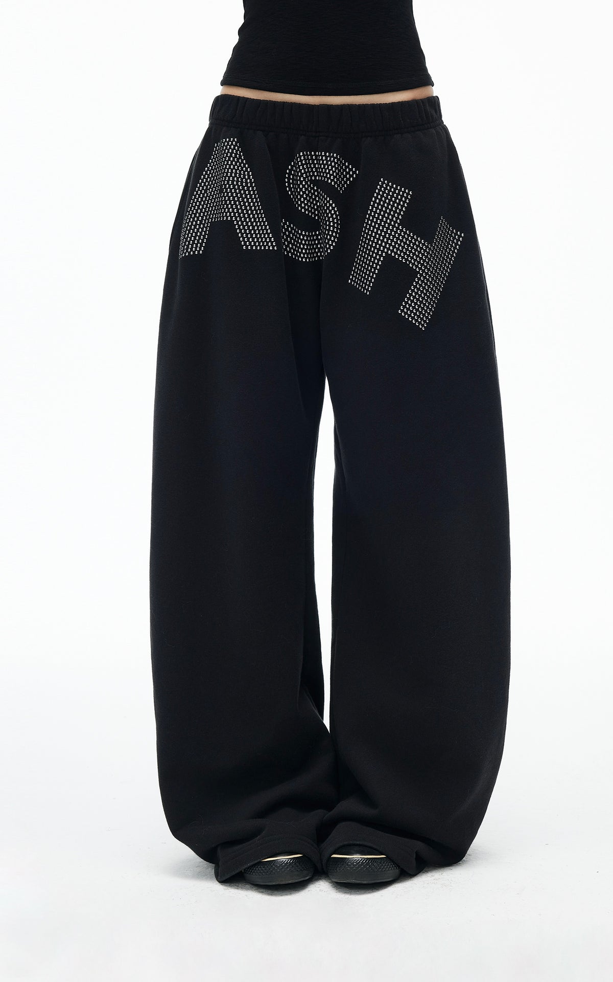 IAMXIAA Rhinestone Logo Wide-Leg Sweatpants