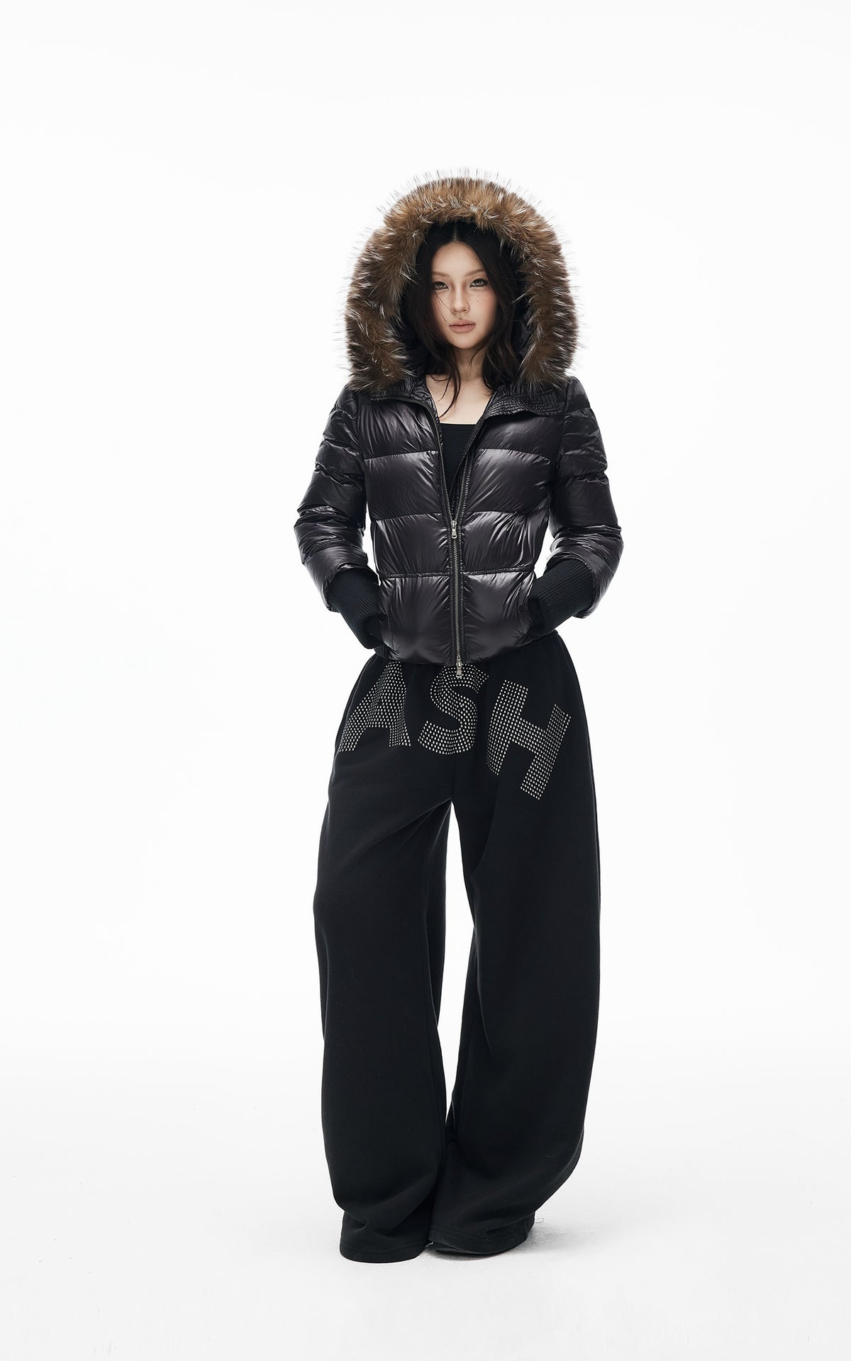 IAMXIAA Faux Fur Hooded Puffer Jacket