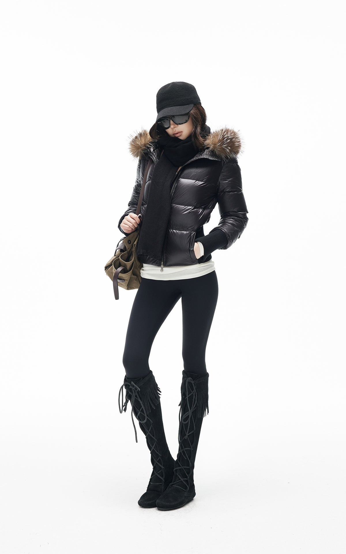 IAMXIAA Faux Fur Hooded Puffer Jacket