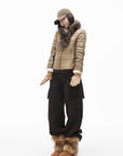 IAMXIAA Corduroy Wide Leg Cargo Pants with Utility Pockets