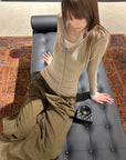 Rase le sol Asymmetric Layered Two-Piece Long Sleeve Top