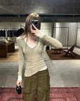 Rase le sol Asymmetric Layered Two-Piece Long Sleeve Top