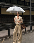 ROVENTE Low-Rise Suede-Look Wide-Leg Pants with Angled Front Pockets