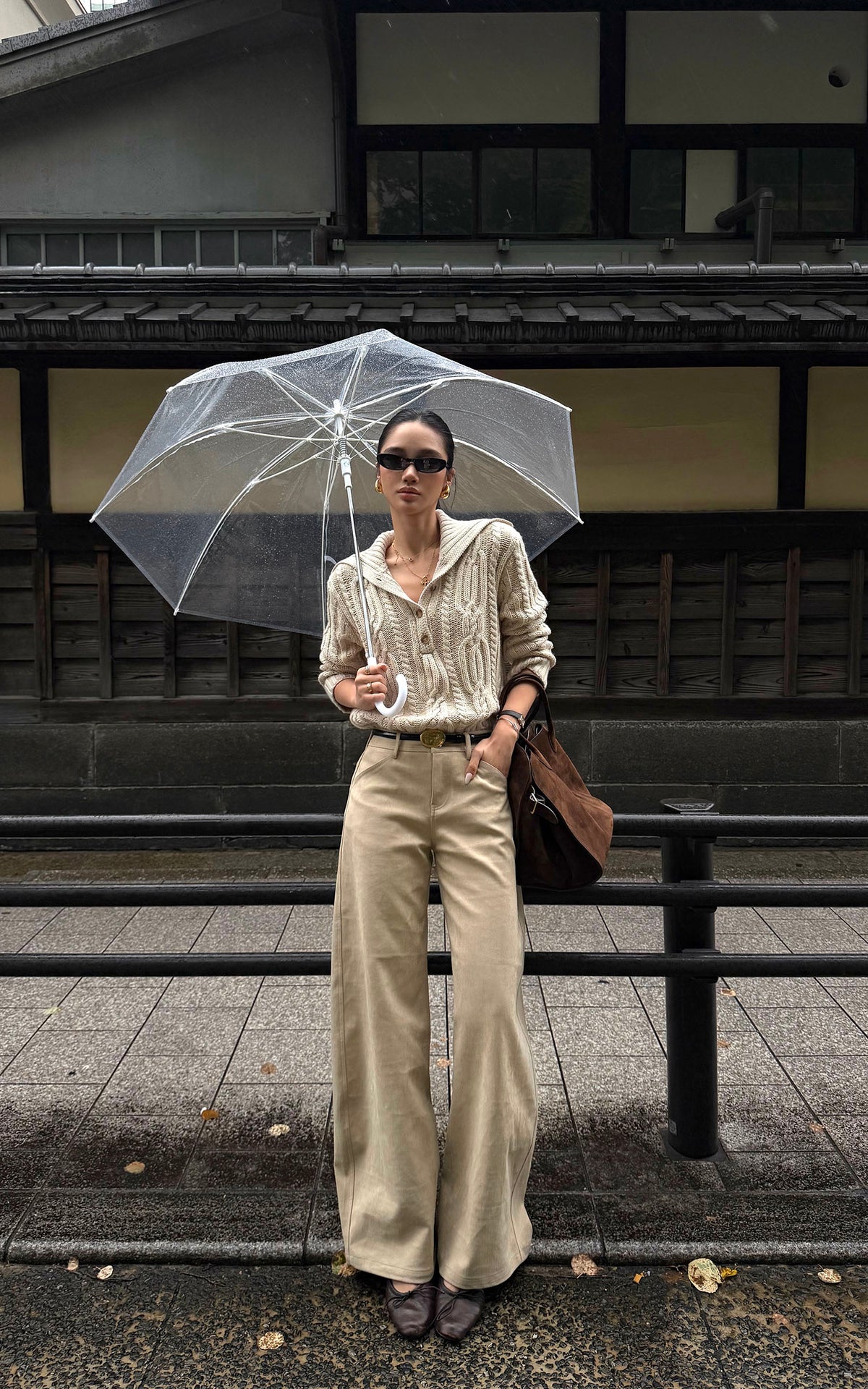 ROVENTE Low-Rise Suede-Look Wide-Leg Pants with Angled Front Pockets