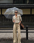 ROVENTE Low-Rise Suede-Look Wide-Leg Pants with Angled Front Pockets