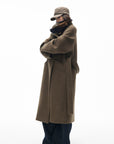 IAMXIAA Manteau long croisé à ceinture en mélange de laine
