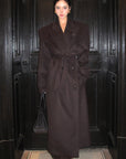 ROVENTE Manteau long maxi à double boutonnage et ceinture en mélange de laine