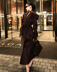 ROVENTE Manteau long maxi à double boutonnage et ceinture en mélange de laine