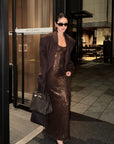 ROVENTE Manteau long maxi à double boutonnage et ceinture en mélange de laine