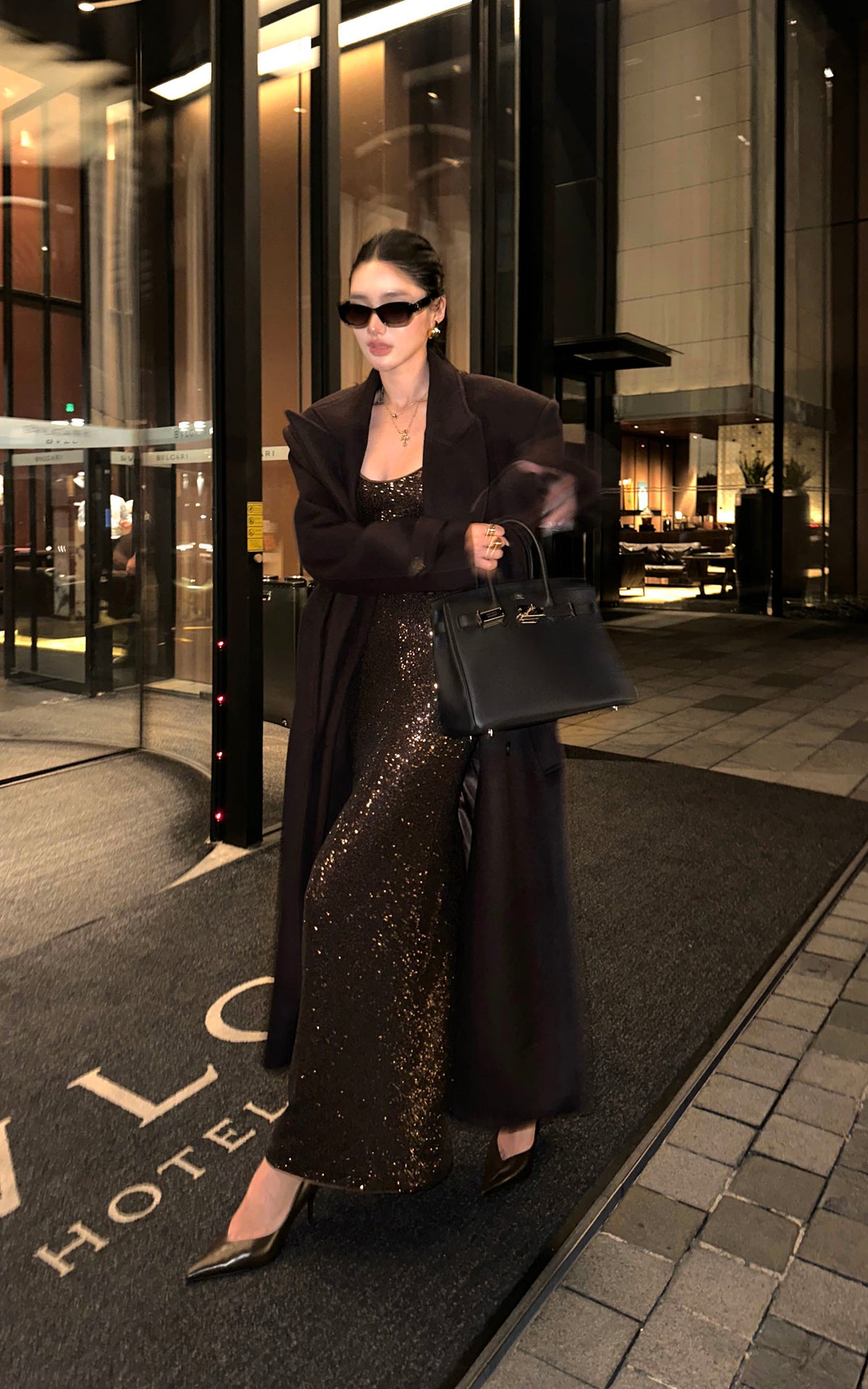 ROVENTE Manteau long maxi à double boutonnage et ceinture en mélange de laine