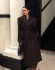 ROVENTE Manteau long maxi à double boutonnage et ceinture en mélange de laine