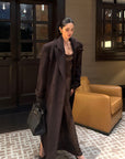 ROVENTE Manteau long maxi à double boutonnage et ceinture en mélange de laine