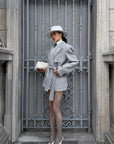 ROVENTE Double-Breasted Belted Blazer with Sculpted Shoulders & Peak Lapels