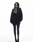 IAMXIAA Ensemble Sweat-shirt Surdimensionné Doublé Polaire & Écharpe en Fausse Fourrure