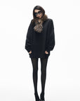 IAMXIAA Ensemble Sweat-shirt Surdimensionné Doublé Polaire & Écharpe en Fausse Fourrure