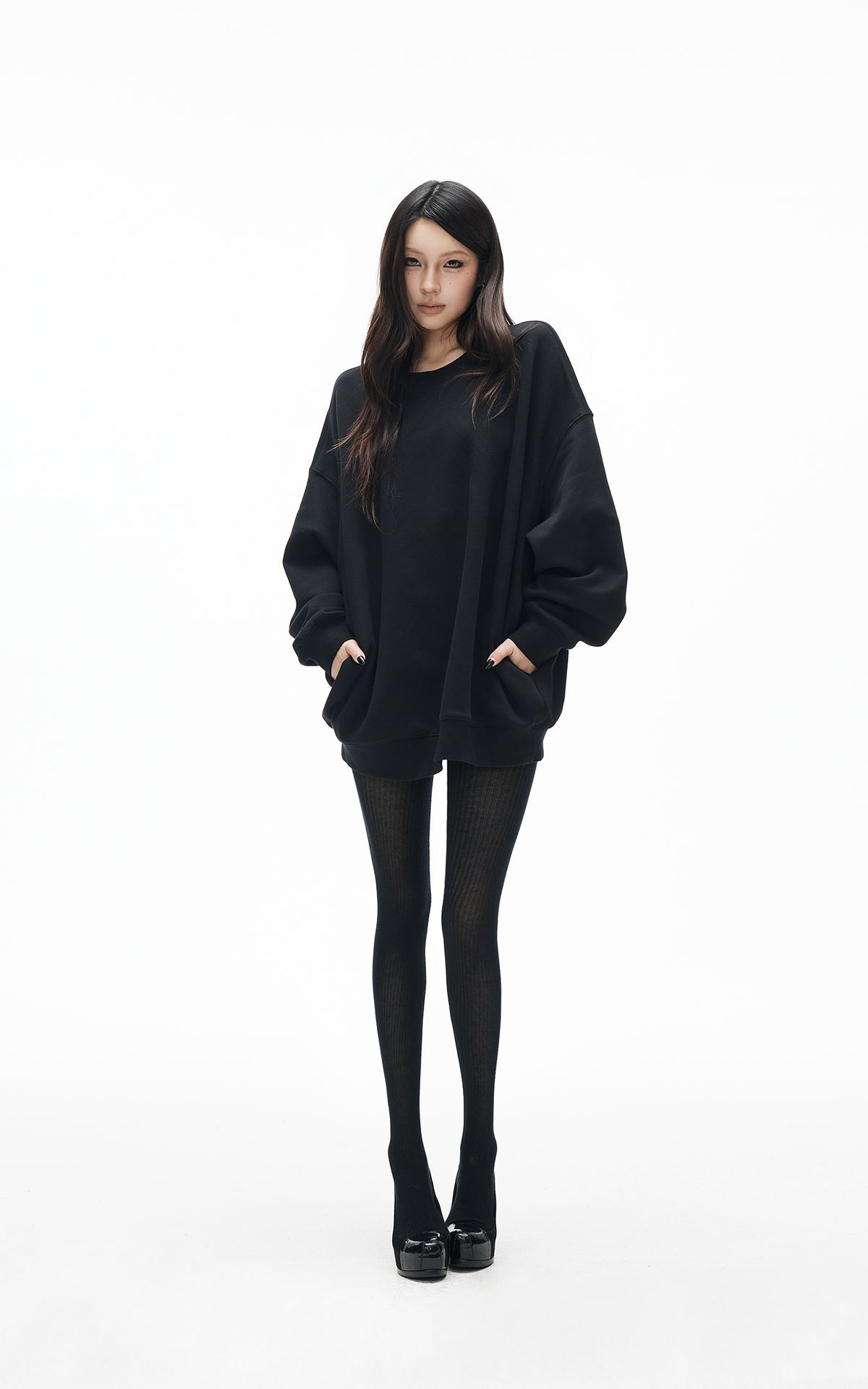 IAMXIAA Ensemble Sweat-shirt Surdimensionné Doublé Polaire &amp; Écharpe en Fausse Fourrure