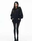 IAMXIAA Ensemble Sweat-shirt Surdimensionné Doublé Polaire & Écharpe en Fausse Fourrure