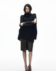 IAMXIAA Asymmetric Turtleneck Knit Cape Poncho