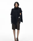 IAMXIAA Asymmetric Turtleneck Knit Cape Poncho