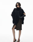 IAMXIAA Asymmetric Turtleneck Knit Cape Poncho