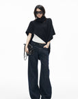 IAMXIAA Asymmetric Turtleneck Knit Cape Poncho